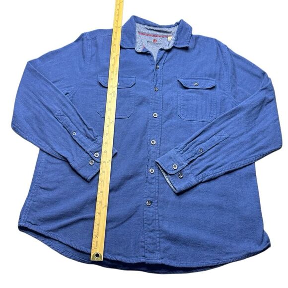 Woolrich Button Up Cotton Shirt Pockets Mens L Navy Blue - Picture 6 of 8